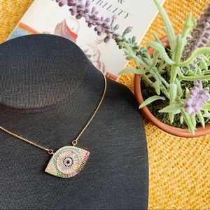 Evil Eye 18k Gold Plated Adjustable Necklace